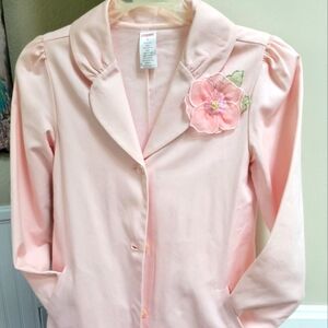 Pink Girl's Coat with Floral Detail